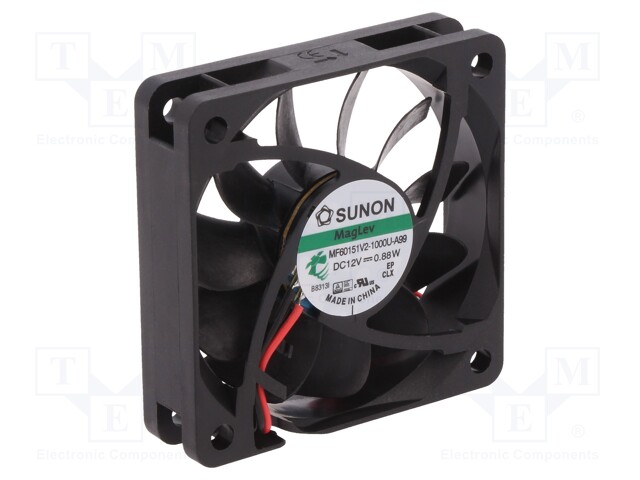 Fan: DC; axial; 12VDC; 60x60x15mm; 38.53m3/h; 29.2dBA; Vapo; 3900rpm