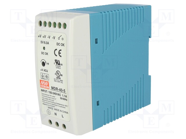 Power supply: switched-mode; 30W; 5VDC; 5÷6VDC; 6A; 85÷264VAC; 300g