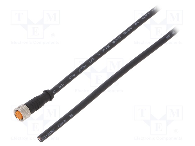 Connection lead; M8; PIN: 4; straight; 5m; plug; 50VAC; 4A; -25÷80°C