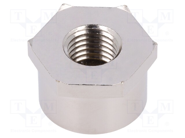 Nut; with earthing; M12; brass; nickel; 24mm; -70÷200°C; Pitch: 1,5