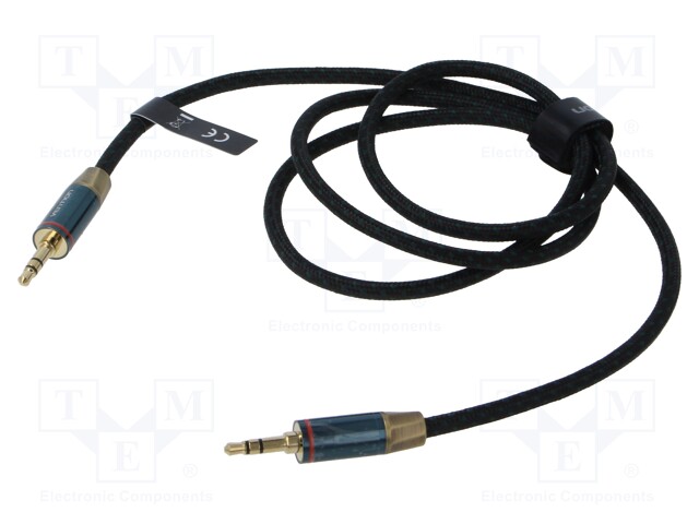 Cable; Jack 3.5mm plug,both sides; 1m; Plating: gold-plated