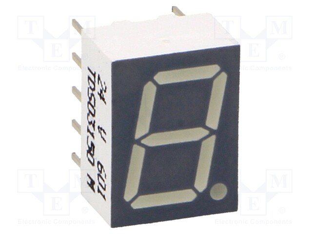 Display: LED; 7-segment; 10mm; 0.39"; No.char: 1; orange-red; anode