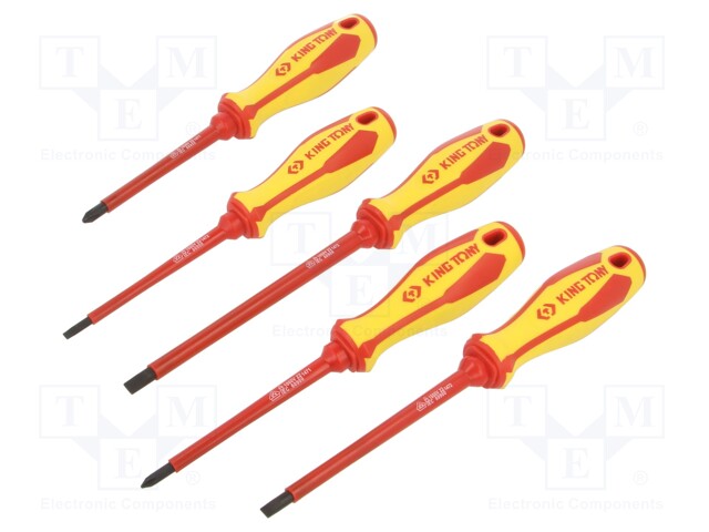 Kit: screwdrivers; Pcs: 5; insulated; Phillips,slot