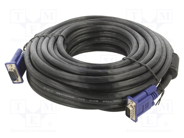 Cable; D-Sub 15pin HD plug,both sides; black; 15m; Øcable: 8mm