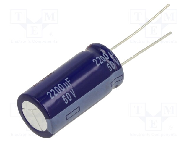 Electrolytic Capacitor, 2200 µF, 50 V, M Series, ± 20%, Radial Leaded, 2000 hours @ 85°C