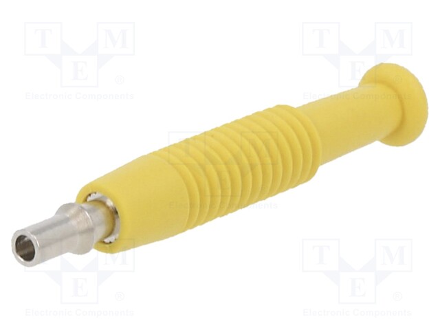 Plug; 2mm banana; 6A; 60VDC; yellow; nickel plated; -25÷60°C; 6mΩ