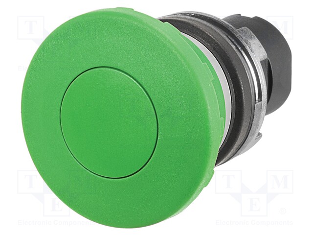 Switch: push-button; 22mm; Stabl.pos: 1; green; none; IP65; mushroom