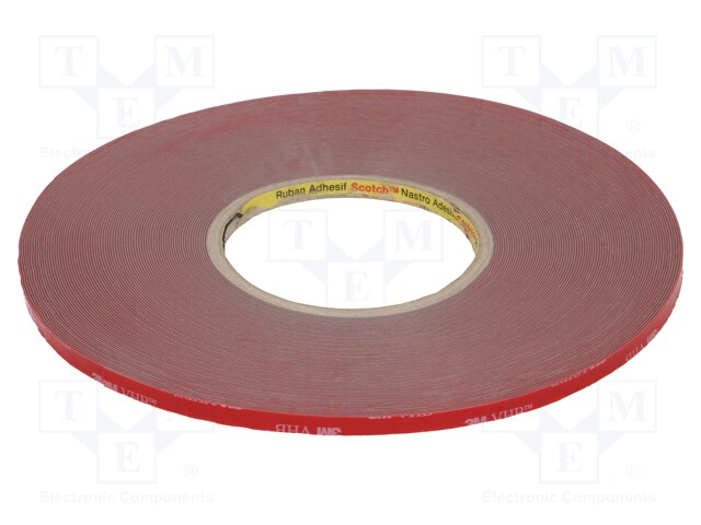 Tape: fixing; W: 6mm; L: 33m; D: 0.6mm; acrylic; grey; max.230°C