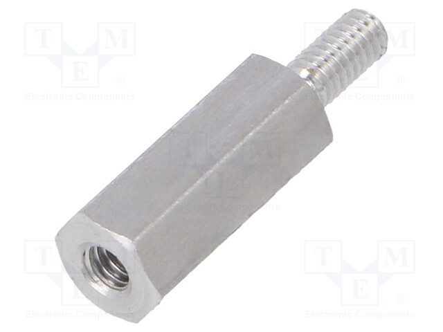 Screwed spacer sleeve; Int.thread: M2,5; 12mm; Ext.thread: M2,5