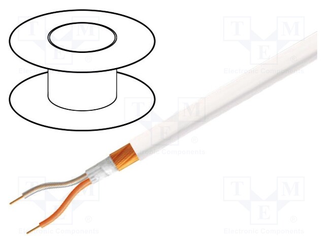 Wire: microphone cable; 2x0,25mm2; white; OFC; PVC; -15÷70°C; Ø6mm