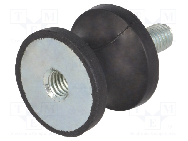 Vibration damper; M8; Ø: 30mm; rubber; L: 25mm; Thread len: 23mm