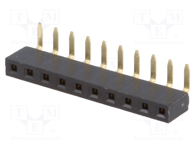 Socket; pin strips; female; PIN: 10; angled 90°; 2.54mm; THT; 1x10