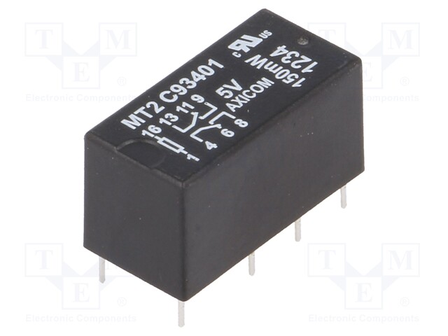 Relay: electromagnetic; DPDT; Ucoil: 5VDC; max.250VAC; max.220VDC