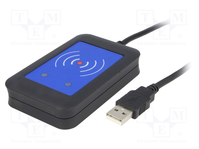 RFID reader; antenna; 88x56x18mm; USB; 5V; f: 13,56MHz; Range: 100mm