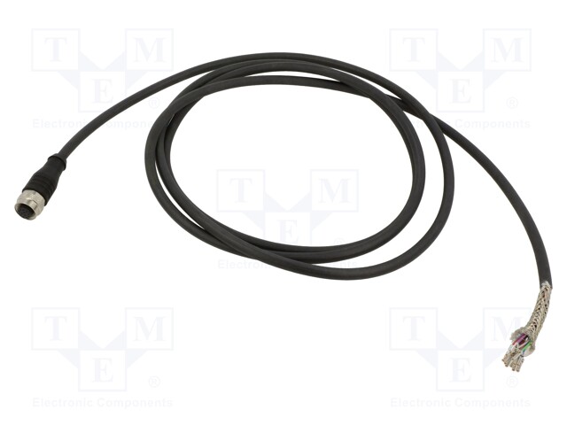 Connection lead; M12; PIN: 12; straight; 2m; plug; 1.5A; -40÷90°C