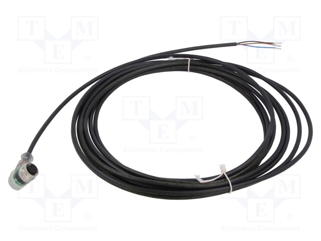 Connection lead; M12; PIN: 3; angled; 5m; plug; 4A; LED; -30÷90°C