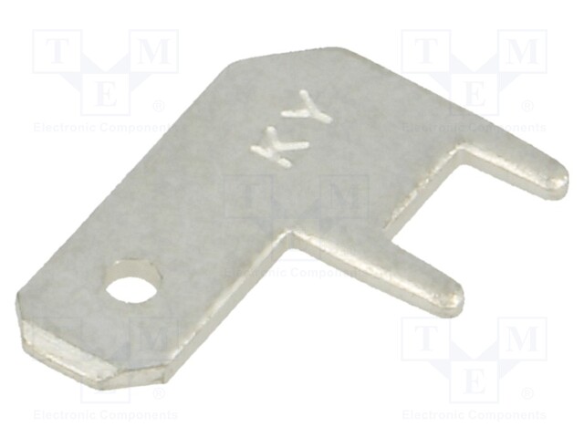 Terminal: flat; 4.8mm; 0.8mm; male; THT; brass; tinned; angled 90°