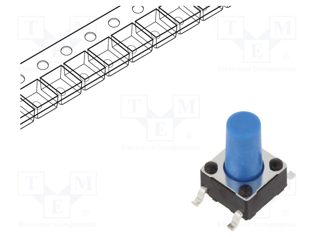 Microswitch TACT; SPST-NO; Pos: 2; 0.05A/12VDC; SMT; none; 1.6N