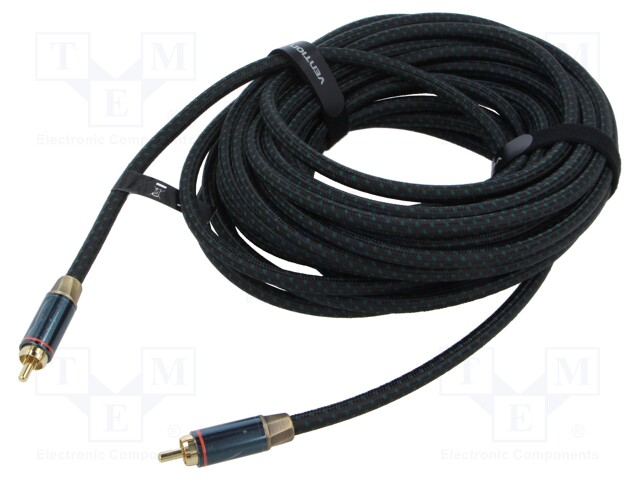 Cable; RCA plug,both sides; 8m; Plating: gold-plated; black