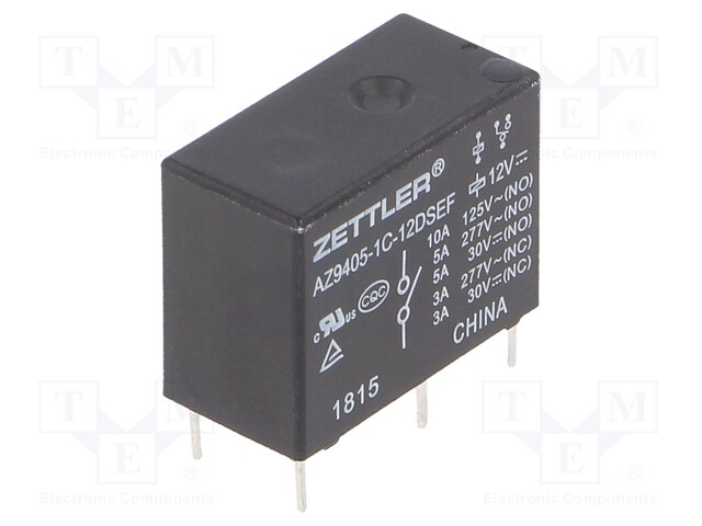 Relay: electromagnetic; SPDT; Ucoil: 12VDC; 5A/277VAC; 5A/30VDC