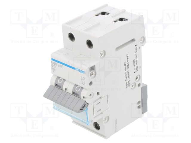 Circuit breaker; 230/400VAC; Inom: 10A; Poles: 2; DIN; Charact: B