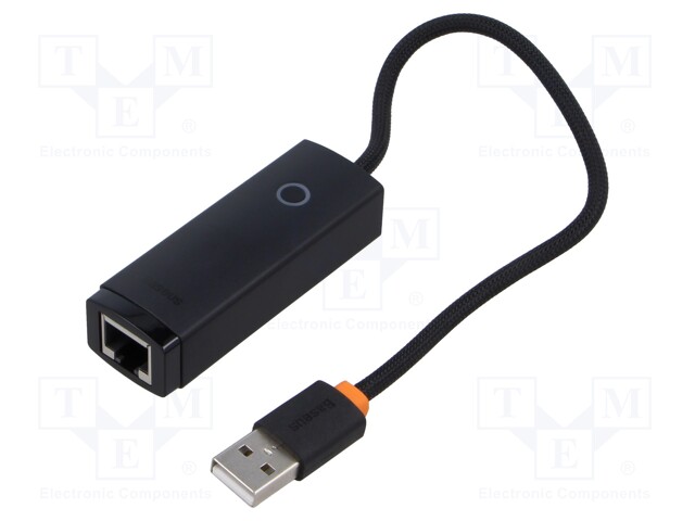 USB to Fast Ethernet adapter; 10/100Mbps; black; Enclos.mat: ABS