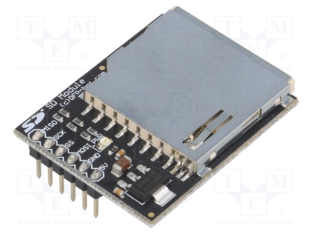 Module: adapter; SD,pin strips; for SD card; Interface: SPI