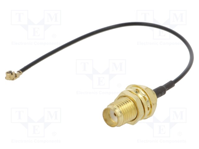 Cable; 0.1m; IPEX female angled,SMA socket; black