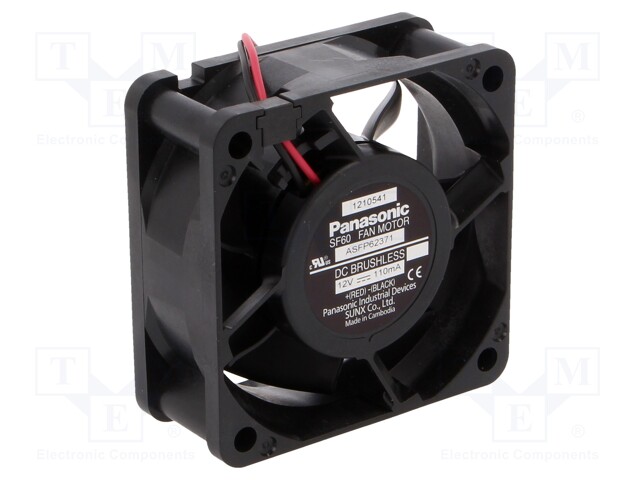 Fan: DC; axial; 12VDC; 60x60x25mm; 28.8m3/h; 23.5dBA; ball bearing