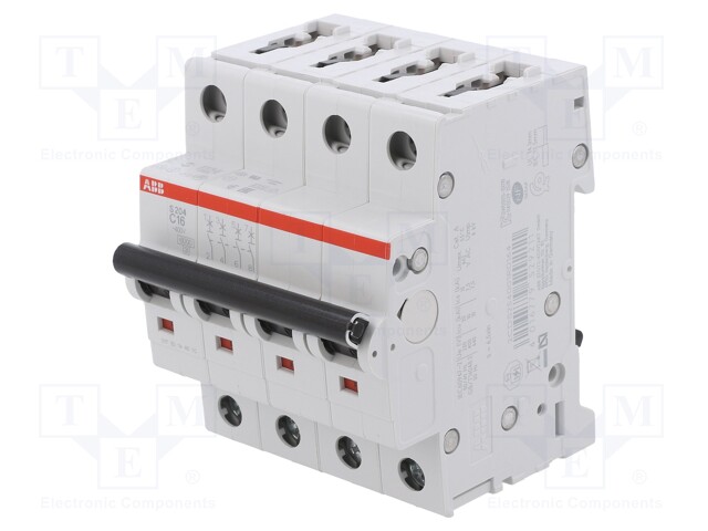 Circuit breaker; 400VAC; Inom: 16A; Poles: 4; DIN; Charact: C; 6kA