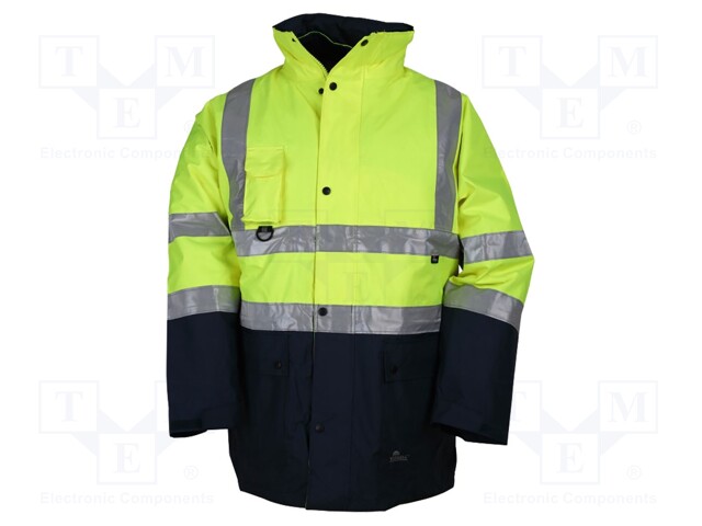 Work jacket; Size: XXXXL; yellow-navy blue; warning,all-season