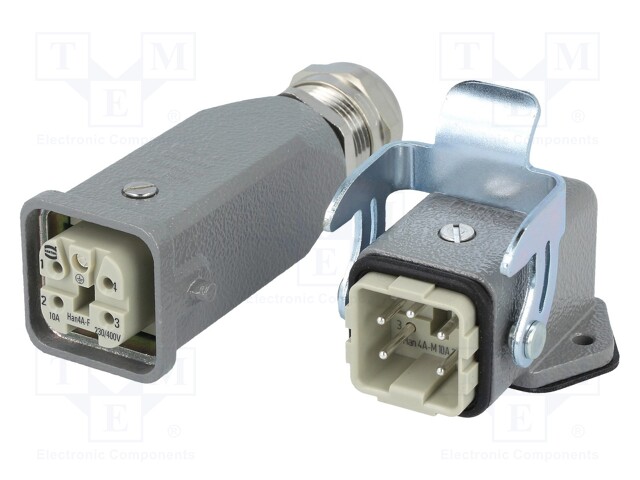 Connector: HAN; male + female; plug + socket; Han Kit; PIN: 5; 4+PE