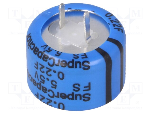 Capacitor: electrolytic; 0.22F; 5.5VDC; ESR: 25Ω; THT; -20÷+80%