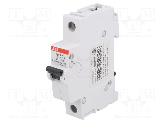 Circuit breaker; 230/400VAC; 2A; Poles: 1; DIN; Charact: K; IP20