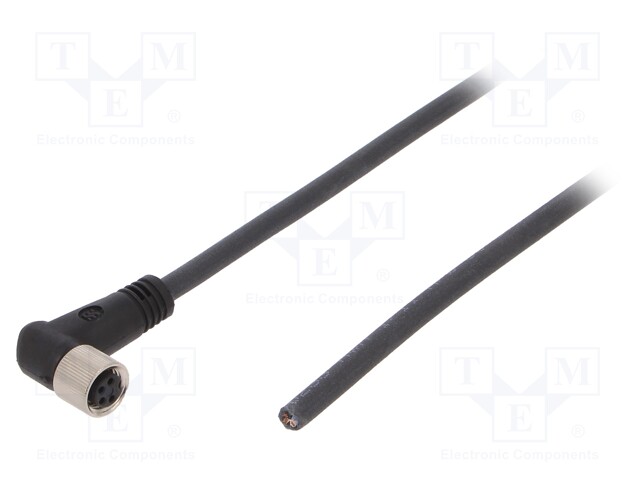 Connection lead; M8; PIN: 4; angled; 5m; plug; 30VAC; 4A; -25÷80°C