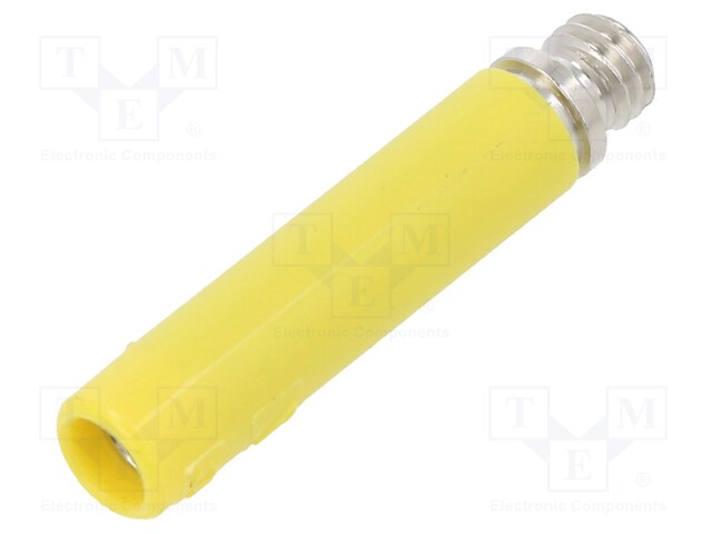 Socket; 4mm banana; 32A; yellow; nickel plated; screw; insulated