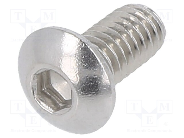 Screw; M4x8; Head: button; imbus; A2 stainless steel; HEX 2,5mm