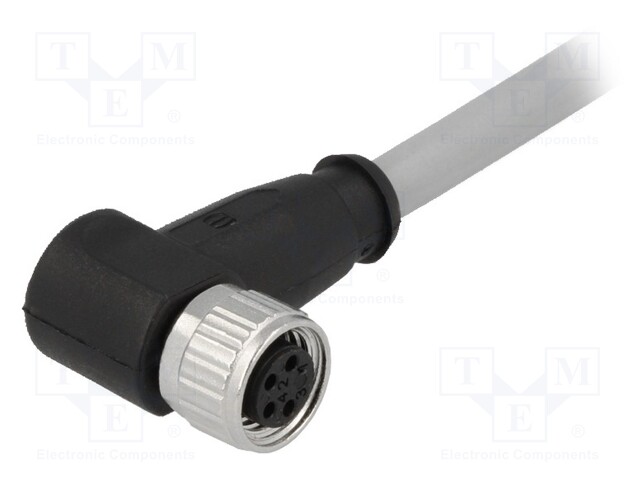 Connector: M8; female; PIN: 4; angled 90°; with lead; plug; 5m; PVC