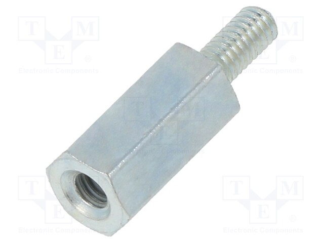 Screwed spacer sleeve; Int.thread: M2,5; 10mm; Ext.thread: M2,5