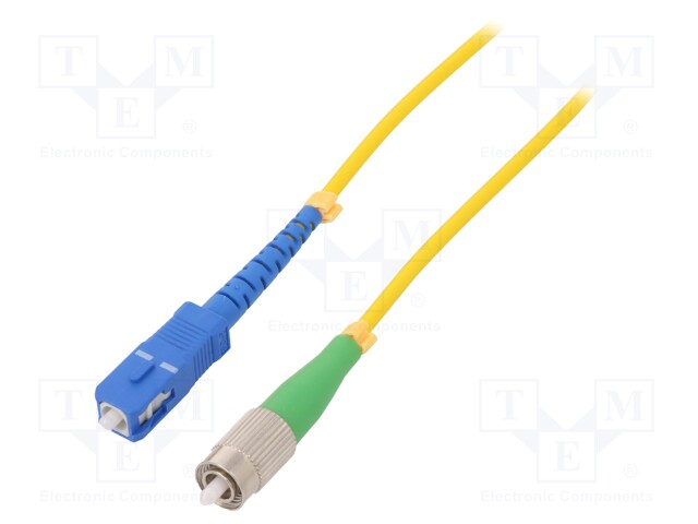 Fiber patch cord; FC/APC,SC/UPC; 15m; LSZH; yellow; Wire dia: 3mm
