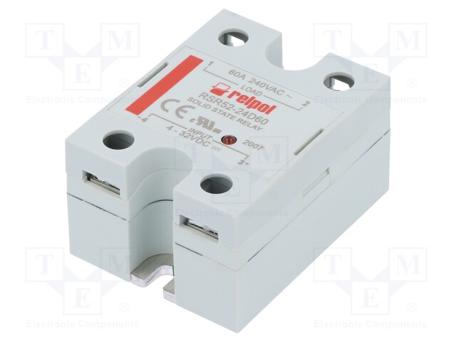 Relay: solid state; Ucntrl: 4÷32VDC; 60A; 48÷280VAC; -30÷80°C; IP20