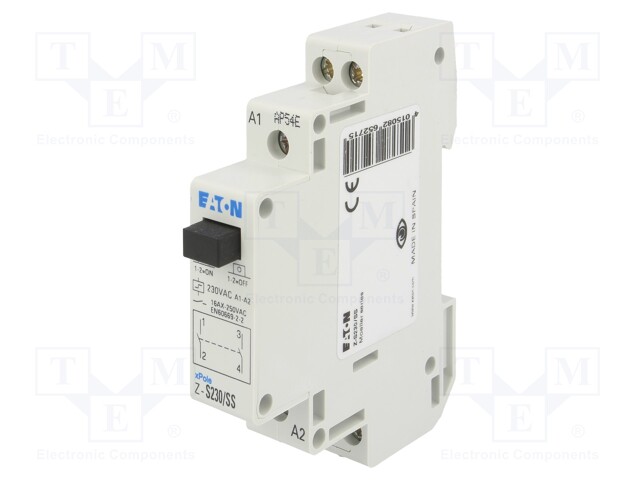 Relay: installation; bistable; NO x2; Ucoil: 230VAC; 17.5x90x60mm
