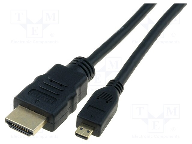 Cable; HDMI 1.4; HDMI micro plug,HDMI plug; 1m; black