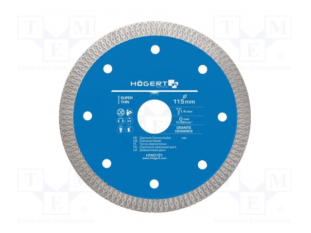 Cutting diamond wheel; Ø: 115mm; Øhole: 22.2mm; Disc thick: 1.2mm