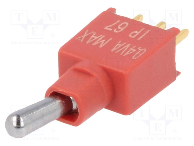 Switch: toggle; Pos: 2; SPDT; ON-ON; 0.4A/20VDC; Leads: flat pin