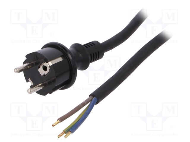 Cable; SCHUKO plug,CEE 7/7 (E/F) plug,wires; 4.5m; black; rubber