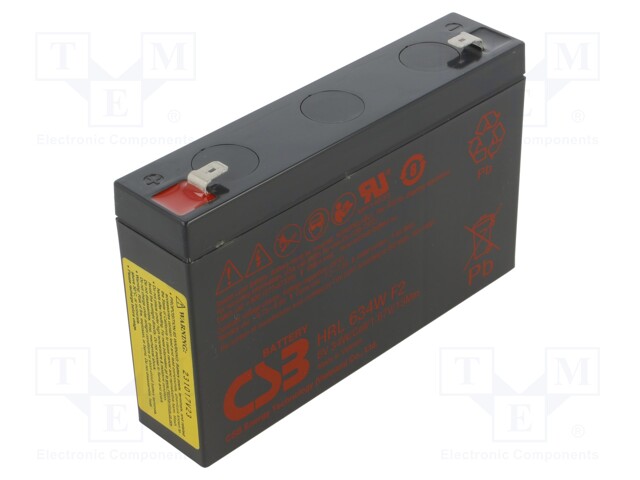 Re-battery: acid-lead; 6V; 9Ah; AGM; maintenance-free; 34W