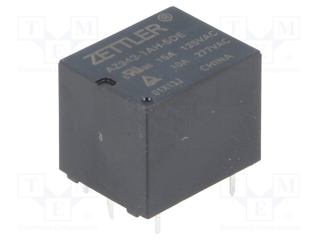 Relay: electromagnetic; SPST-NO; Ucoil: 5VDC; 15A/125VAC; 15A; IP64