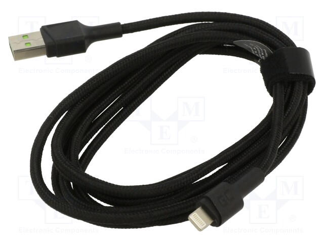 Cable; USB 2.0; Apple Lightning plug,USB A plug; 0.3m; black