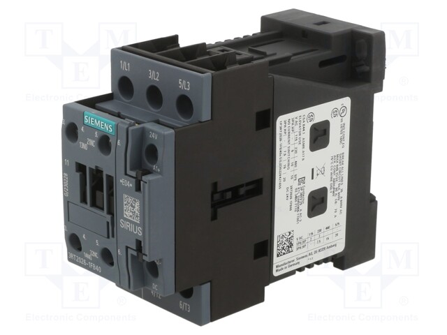 Relay Contactor, 3RT2 Series, 3PST-NO, 3P, 13 A, 11 kW, 690 VAC